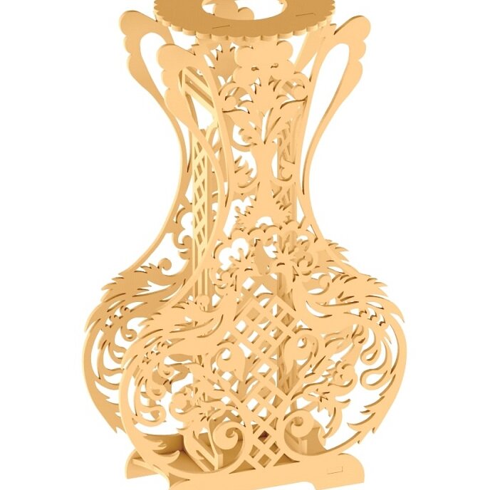 Intra απο ξύλο plywood 3mm-4mm πάχος – Σκαλιστό Ξύλινο Βάζο για Διακόσμηση σπιτιού 40x40 cm INTRAVECTRY-MY557210