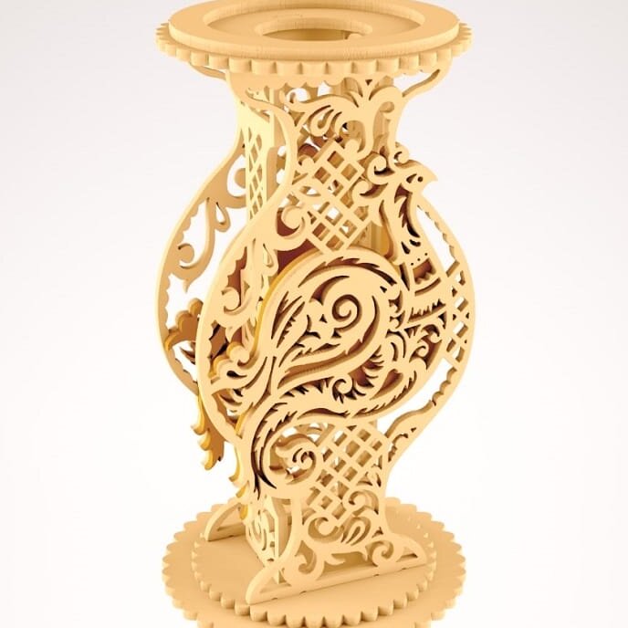 Intra απο ξύλο plywood 3mm-4mm πάχος – Vintage Ξύλινο Βάζο Λουλούδι 15x15 cm INTRAVECTRY-MY557213