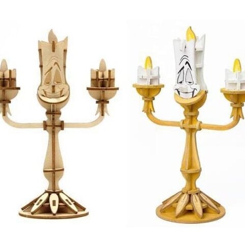 Σετ των 2 Intra απο ξύλο plywood 3mm-4mm πάχος – ξύλο Disney Lumiere Candle Holder File 15x15 cm INTRAVECTRY-MY555217