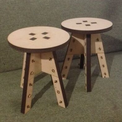 Σετ των 2 Intra απο ξύλο plywood 3mm-4mm πάχος – ξύλο διάταξης Mini Stool Trapezoid 35x40 cm INTRAVECTRY-MY555229