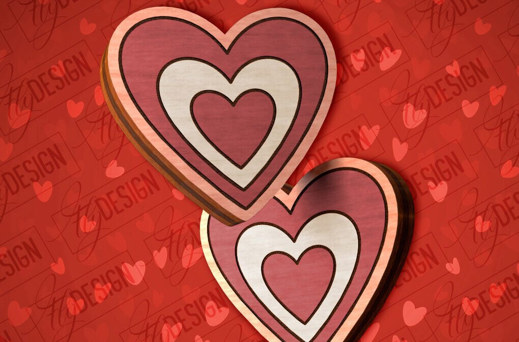 Σετ των 3 Intra απο ξύλο plywood 3mm-4mm πάχος – Valentines Stud Σκουλαρίκια Δίασταση  5x5 cm INTRAFABR-83058881