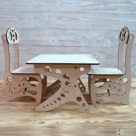 Σετ των 2 Intra απο ξύλο plywood 3mm-4mm πάχος – ξύλο σετ τραπεζιού και καρέκλας για νήπια 10x10 cm INTRAVECTRY-MY555282