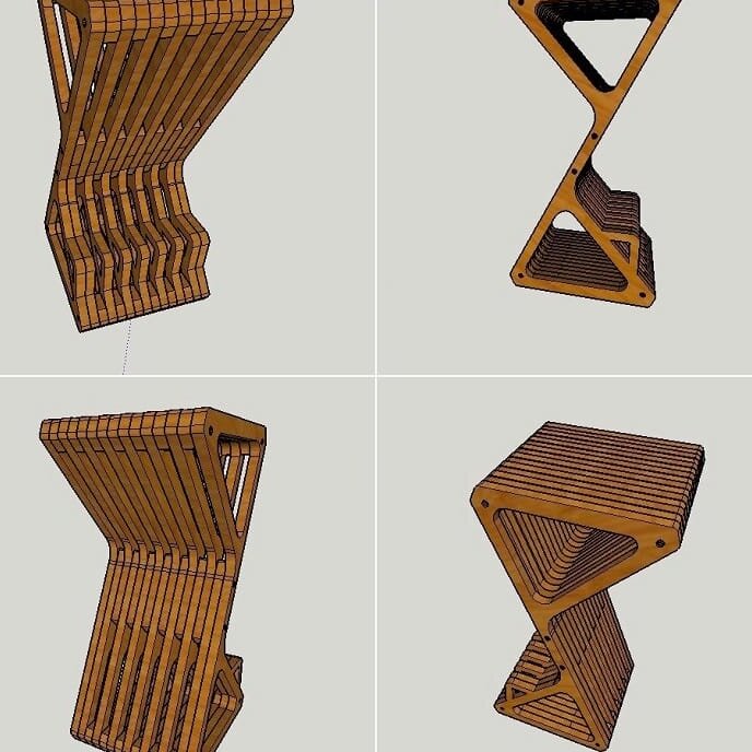 Intra απο ξύλο plywood 3mm-4mm πάχος – Παραμετρικό ξύλο σχεδίων σκαμπό μπαρ Delta 30x30 cm INTRAVECTRY-MY555316