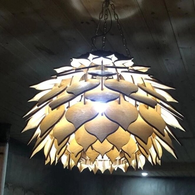 Σετ των 2 Intra απο ξύλο plywood 3mm-4mm πάχος – ξύλο πολυελαίου κουκουνάρι 10x10 cm INTRAVECTRY-MY555330