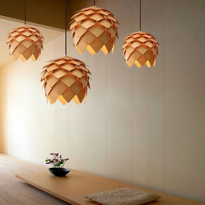 Intra απο ξύλο plywood 3mm-4mm πάχος – Φωτιστικό κρεμαστό κουκουνάρι 40x40 cm INTRAVECTRY-MY555358