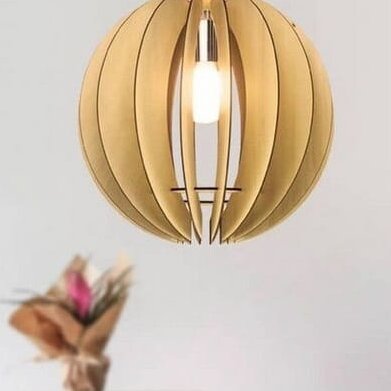 Intra απο ξύλο plywood 3mm-4mm πάχος – Ξύλινο μενταγιόν φωτιστικό οροφής 40x45 cm INTRAVECTRY-MY555360