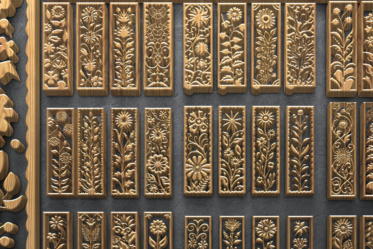 Σετ των 2 Intra απο ξύλο plywood 3mm-4mm πάχος – Αρχεία κοπής κάθετων λουλουδιών Δίασταση  20x20 cm INTRAFABR-124704549