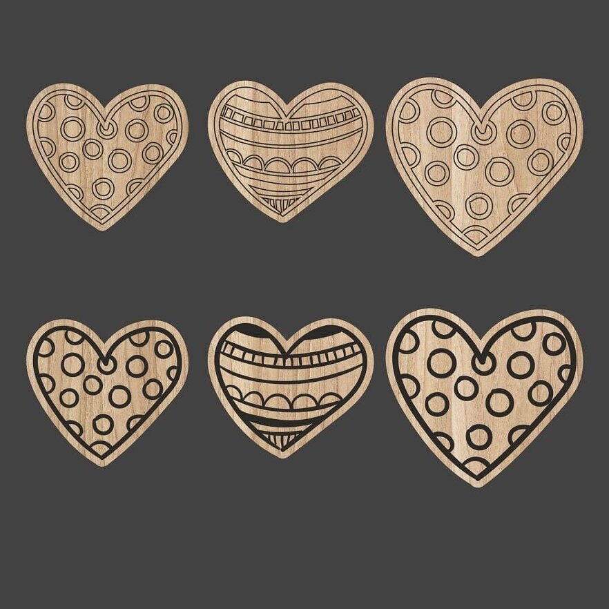 Σετ των 2 Intra απο ξύλο plywood 3mm-4mm πάχος – Συλλογή Wooden Heart Magnet για ξύλο V-Day 15x15 cm INTRAVECTRY-MY560579
