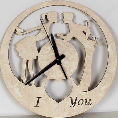 Σετ των 3 Intra απο ξύλο plywood 3mm-4mm πάχος – Ρομαντικό Ζευγάρι Ξύλινο ξύλο Ρολόι Τοίχου 30x30 cm INTRAVECTRY-MY556990