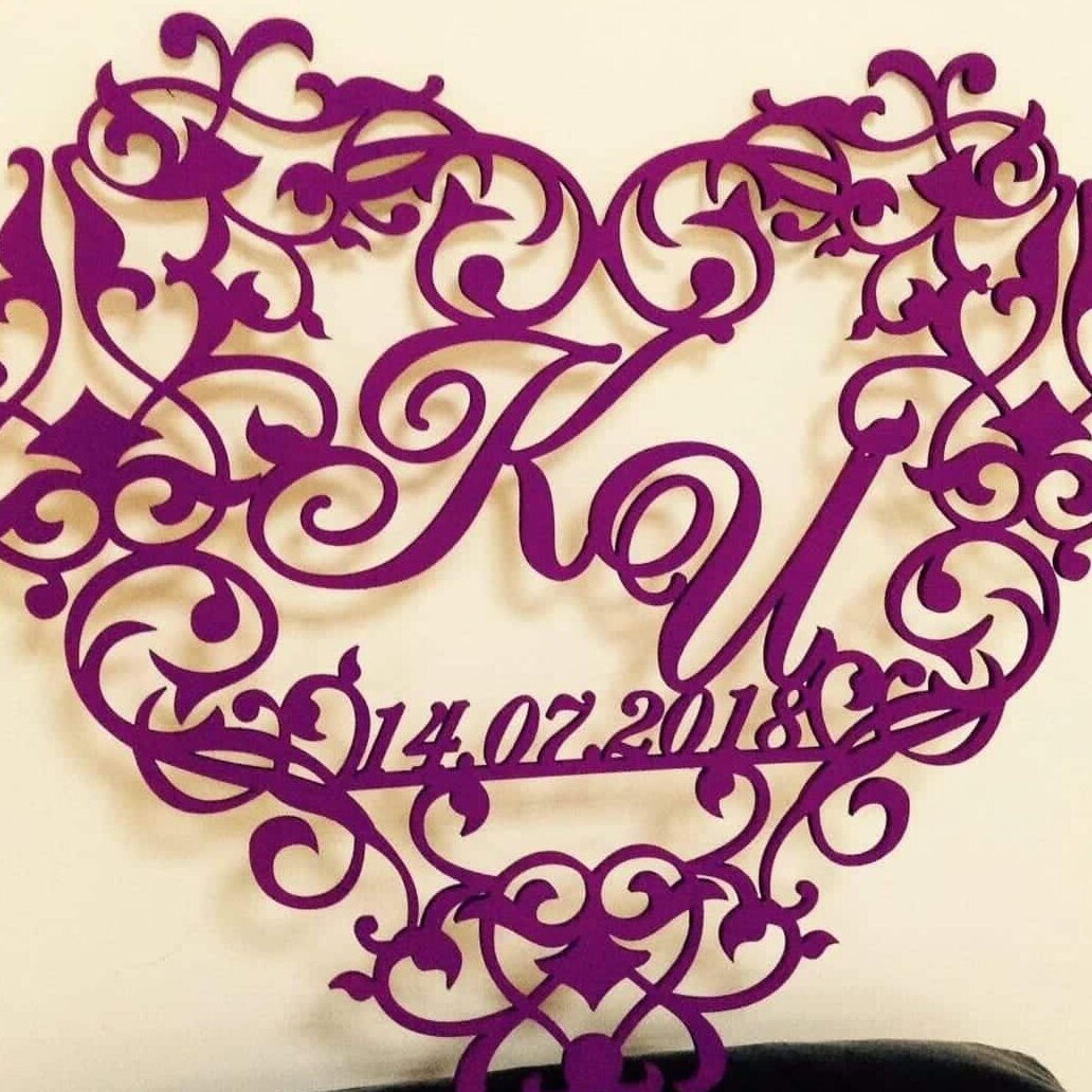 Σετ των 2 Intra απο ξύλο plywood 3mm-4mm πάχος – Ξύλινο ξύλο μονόγραμμα γάμου σε σχήμα καρδιάς 30x35 cm INTRAVECTRY-MY560589