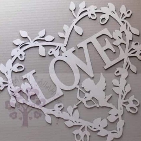 Σετ των 2 Intra απο ξύλο plywood 3mm-4mm πάχος – MDF cutouts Love Heart Floral σχέδιο με ξύλο αγγέλου 50x60 cm INTRAVECTRY-MY560590