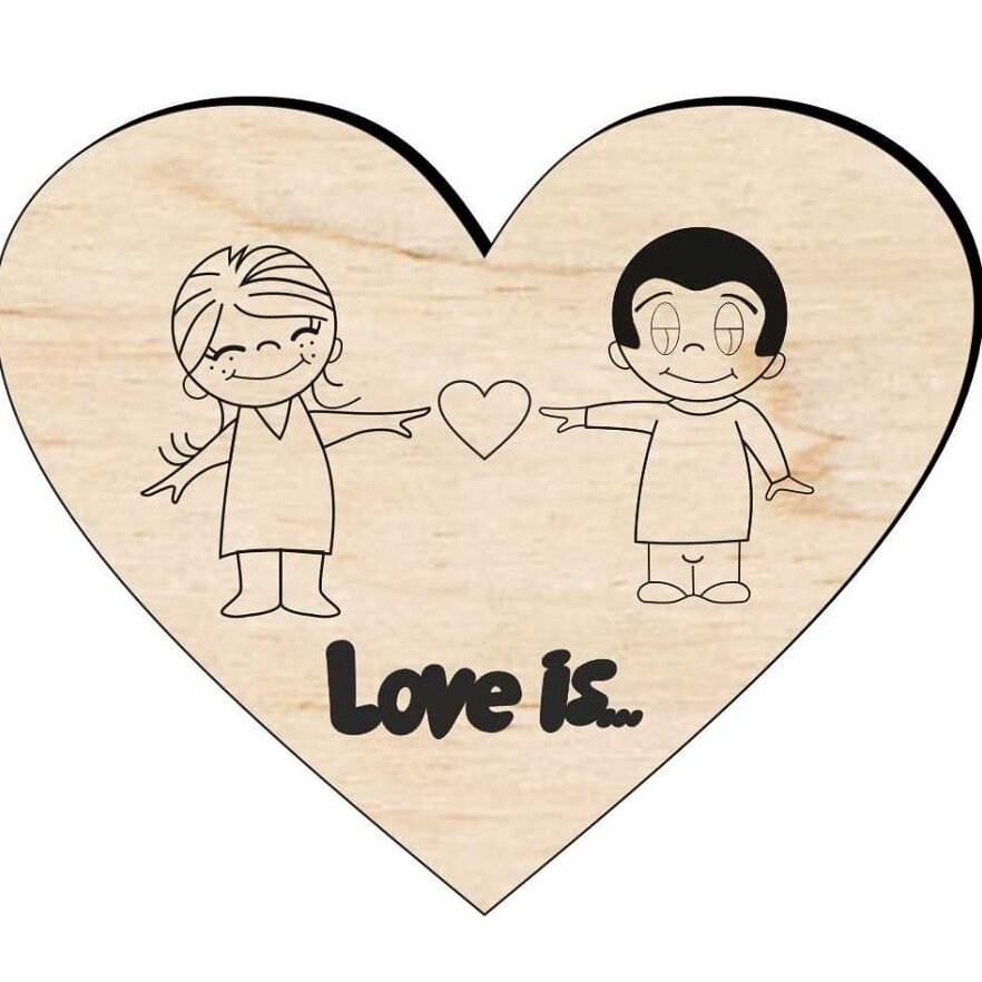 Σετ των 3 Intra απο ξύλο plywood 3mm-4mm πάχος – Ζευγάρι χαραγμένο Ξύλινο ξύλο μαγνήτη σε σχήμα καρδιάς 40x40 cm INTRAVECTRY-MY557000