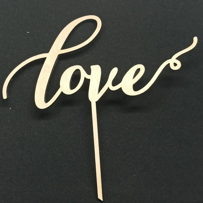 Σετ των 2 Intra απο ξύλο plywood 3mm-4mm πάχος – ξύλο Love Cake Topper για την Ημέρα του Αγίου Βαλεντίνου 25x30 cm INTRAVECTRY-MY560602