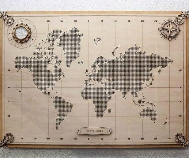 Intra απο ξύλο plywood 3mm-4mm πάχος – ξύλο Ξύλινου Πάνελ Τέχνης Τοίχου Παγκόσμιου Χάρτη 20x25 cm INTRAVECTRY-MY557230