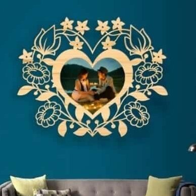 Σετ των 2 Intra απο ξύλο plywood 3mm-4mm πάχος – ξύλο Ξύλινη Κορνίζα για Ζευγάρια Floral Heart 30x35 cm INTRAVECTRY-MY560608