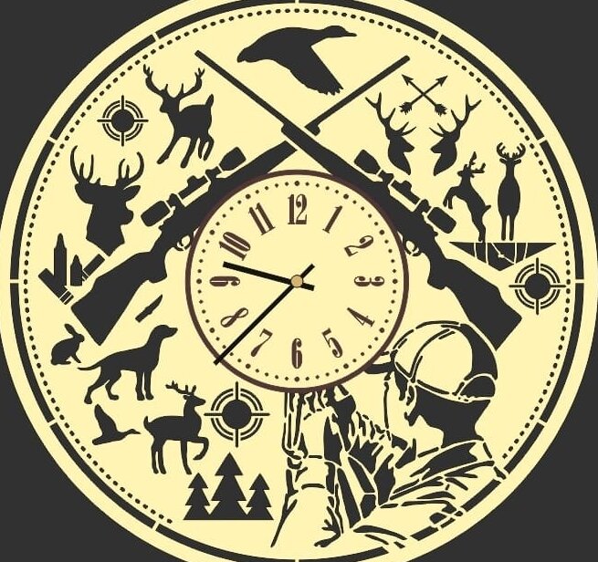 Intra απο ξύλο plywood 3mm-4mm πάχος – Ξύλινο ρολόι τοίχου δώρο για ξύλο Wild Animal Hunter 45x50 cm INTRAVECTRY-MY557246