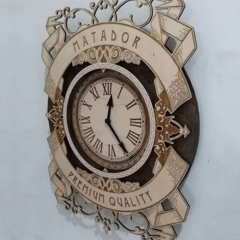 Intra απο ξύλο plywood 3mm-4mm πάχος – Διακοσμητικό ξύλο ρολόι τοίχου από ξύλο Matador 40x40 cm INTRAVECTRY-MY561066