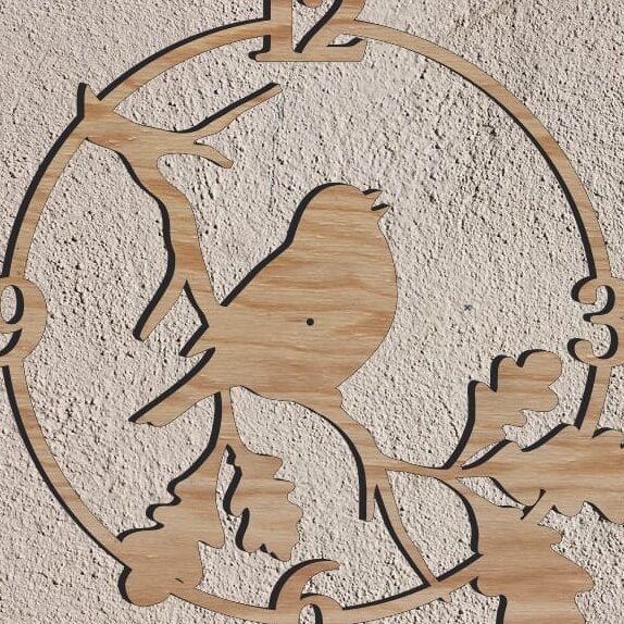 Intra απο ξύλο plywood 3mm-4mm πάχος – ξύλο σχεδίου ξύλινου ρολογιού τοίχου Bird on Branch 40x45 cm INTRAVECTRY-MY555650