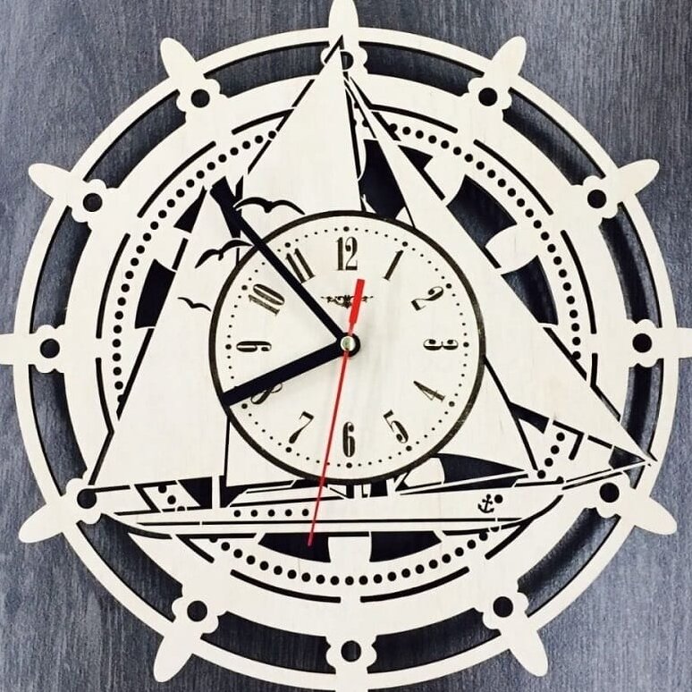 Intra απο ξύλο plywood 3mm-4mm πάχος – ξύλο Ξύλινου ρολογιού τοίχου διπλής στρώσης σχεδίασης ιστιοφόρου 30x30 cm INTRAVECTRY-MY561082