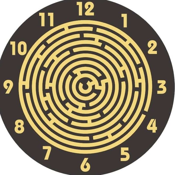 Intra απο ξύλο plywood 3mm-4mm πάχος – ξύλο Στρογγυλού Λαβύρινθου Ξύλινο Ρολόι Τοίχου 25x30 cm INTRAVECTRY-MY557275