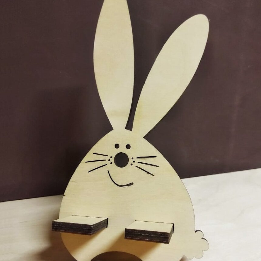 Σετ των 2 Intra απο ξύλο plywood 3mm-4mm πάχος – Χαριτωμένο κουνέλι ξύλινο ξύλο βάσης θήκης τηλεφώνου 15x15 cm INTRAVECTRY-MY558520