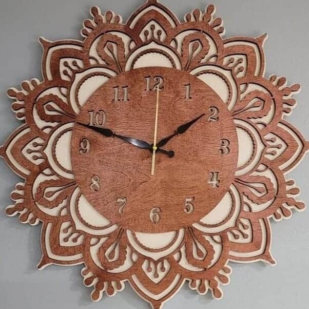 Intra απο ξύλο plywood 3mm-4mm πάχος – ξύλο ρολόι τοίχου Flower Mandala 30x30 cm INTRAVECTRY-MY557289