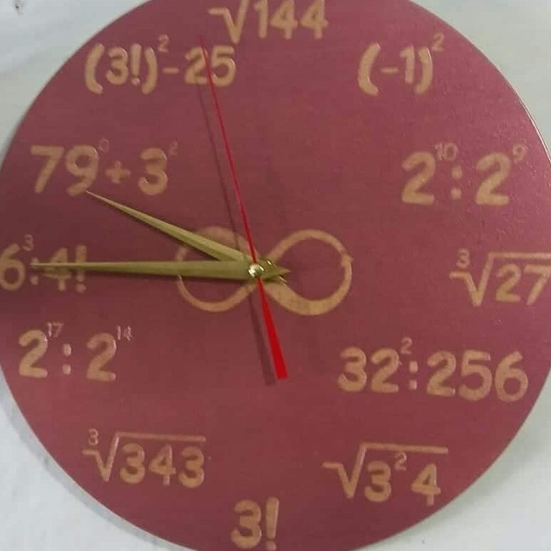 Intra απο ξύλο plywood 3mm-4mm πάχος – ξύλο ρολόι τοίχου με ξυλόγλυπτα μαθηματικά εξίσωση 40x40 cm INTRAVECTRY-MY555729