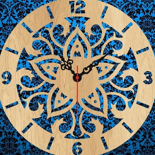 Intra απο ξύλο plywood 3mm-4mm πάχος – ξύλο σχεδίου με ξύλινο ρολόι τοίχου κύκλος αστεριών 45x50 cm INTRAVECTRY-MY557299