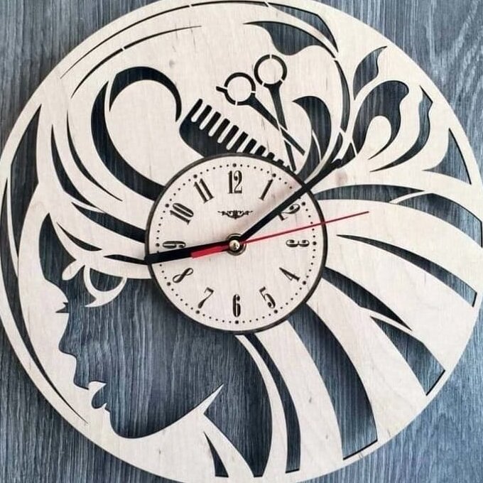Intra απο ξύλο plywood 3mm-4mm πάχος – Κομμωτήριο Ξύλινο ρολόι τοίχου Δώρο για γυναίκες ξύλο κοριτσιών 40x40 cm INTRAVECTRY-MY556938