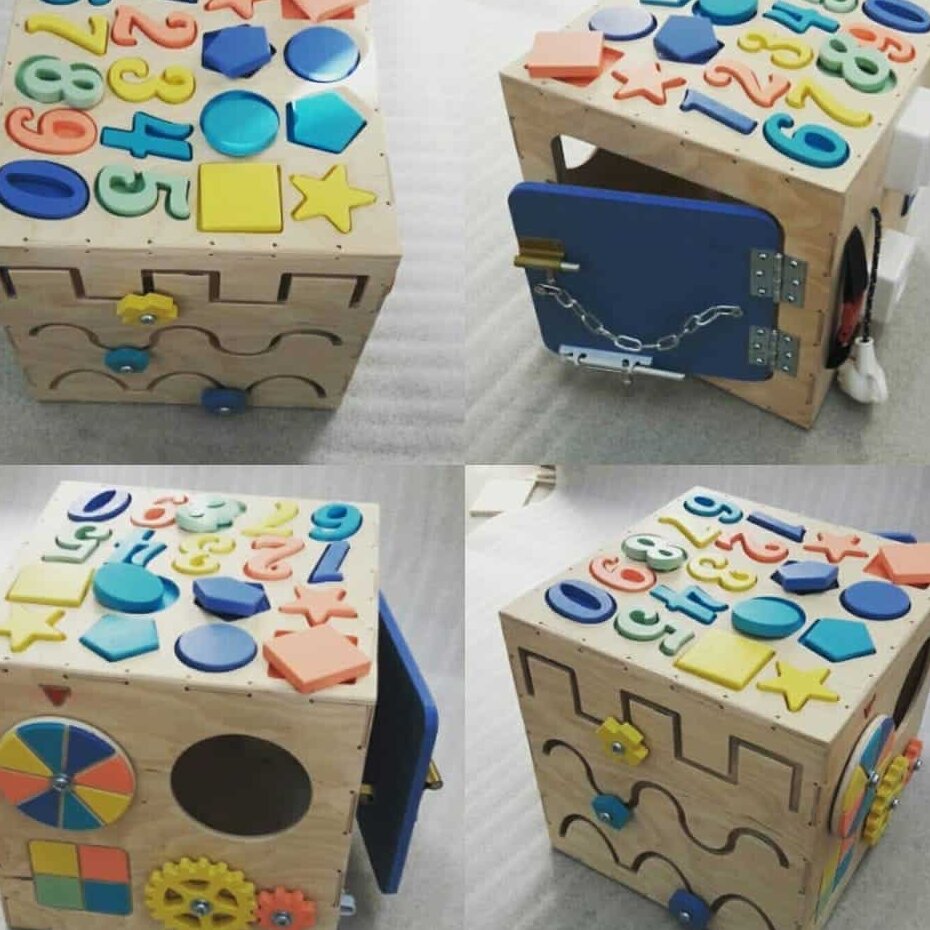 Intra απο ξύλο plywood 3mm-4mm πάχος – ξύλο παιχνιδιού δραστηριότητας Montessori Busy Cube 30x35 cm INTRAVECTRY-MY560458