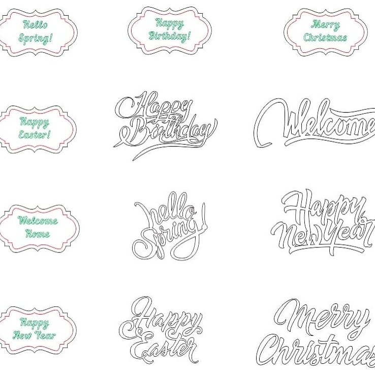 Σετ των 3 Intra απο ξύλο plywood 3mm-4mm πάχος – Λέξεις χαιρετισμού χαραγμένες με λέιζερ για κάλυμμα ξύλινου κουτιού δώρου 25x30 cm INTRAVECTRY-MY561432