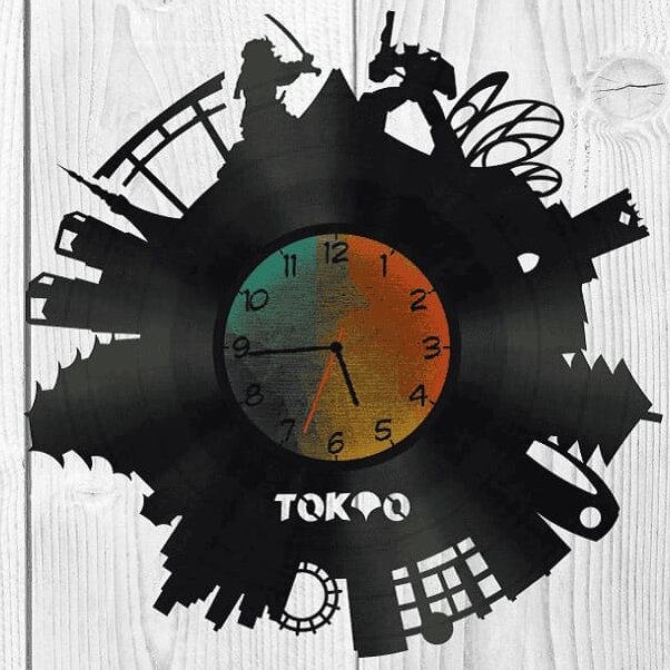 Intra απο ξύλο plywood 3mm-4mm πάχος – ξύλο ρολογιού τοίχου Tokyo Vinyl Record 20x20 cm INTRAVECTRY-MY561126