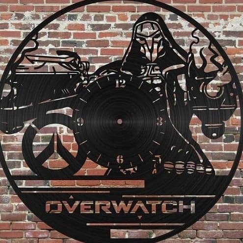 Intra απο ξύλο plywood 3mm-4mm πάχος – ξύλο ρολογιού τοίχου Overwatch Reaper Vinyl Record 40x45 cm INTRAVECTRY-MY560777