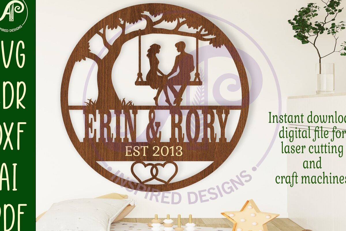 Σετ των 3 Intra απο ξύλο plywood 3mm-4mm πάχος Ζευγάρι επετείου με θέμα το όνομα Swing Δίασταση 6x6 cm INTRAFABR-109248007