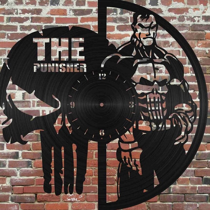 Intra απο ξύλο plywood 3mm-4mm πάχος – The Punisher Vinyl Record Clock Wall File 30x35 cm INTRAVECTRY-MY557343