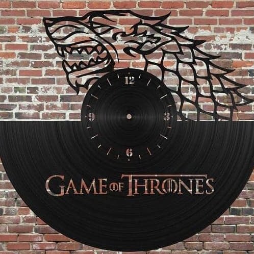 Intra απο ξύλο plywood 3mm-4mm πάχος – ξύλο ρολογιού τοίχου με δίσκους βινυλίου House Stark Game of Thrones 45x50 cm INTRAVECTRY-MY557347