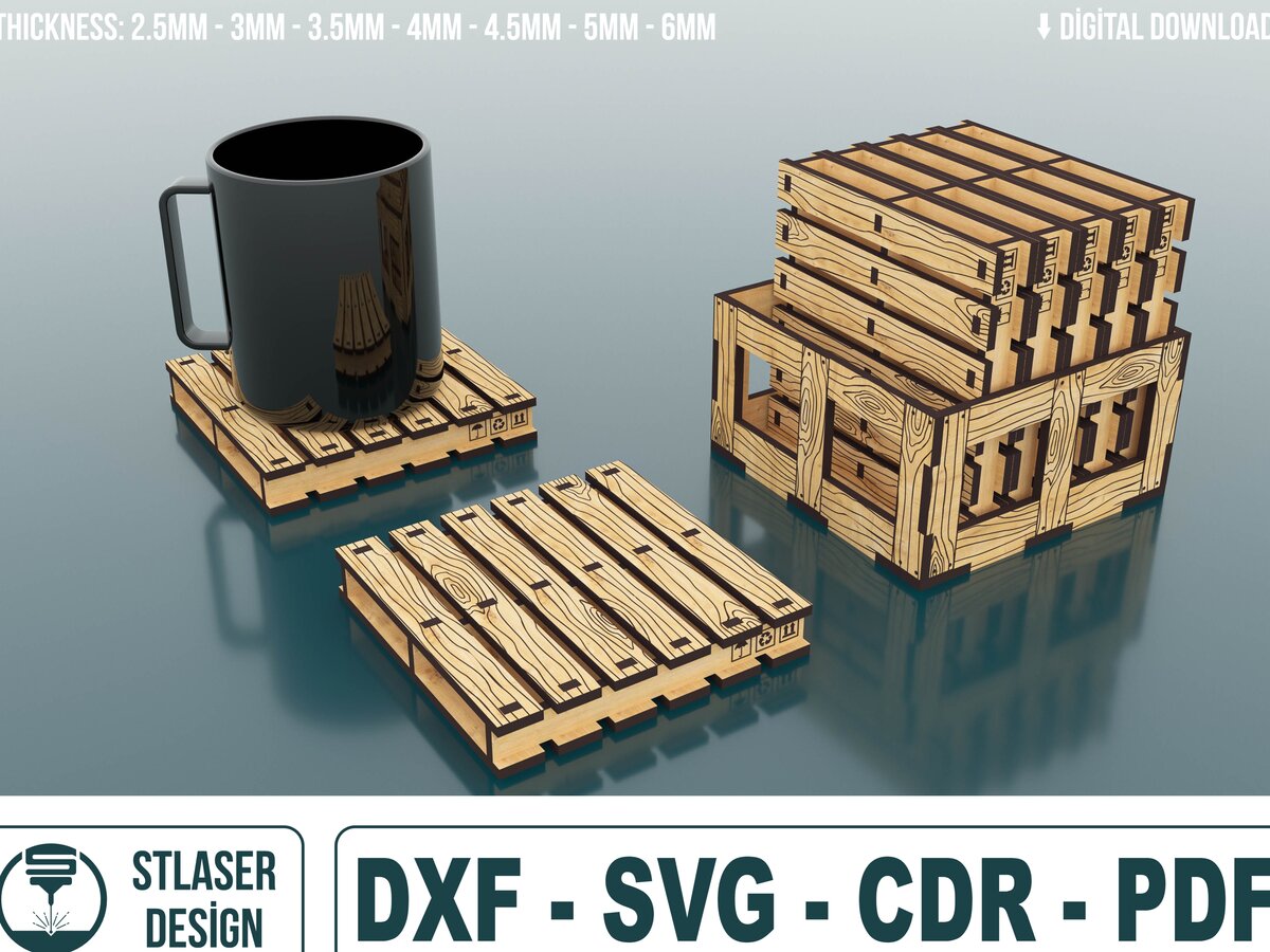 Σετ των 3 Intra απο ξύλο plywood 3mm-4mm πάχος Coaster Pallet Coaster Δίασταση 15x15 cm INTRAFABR-57144003