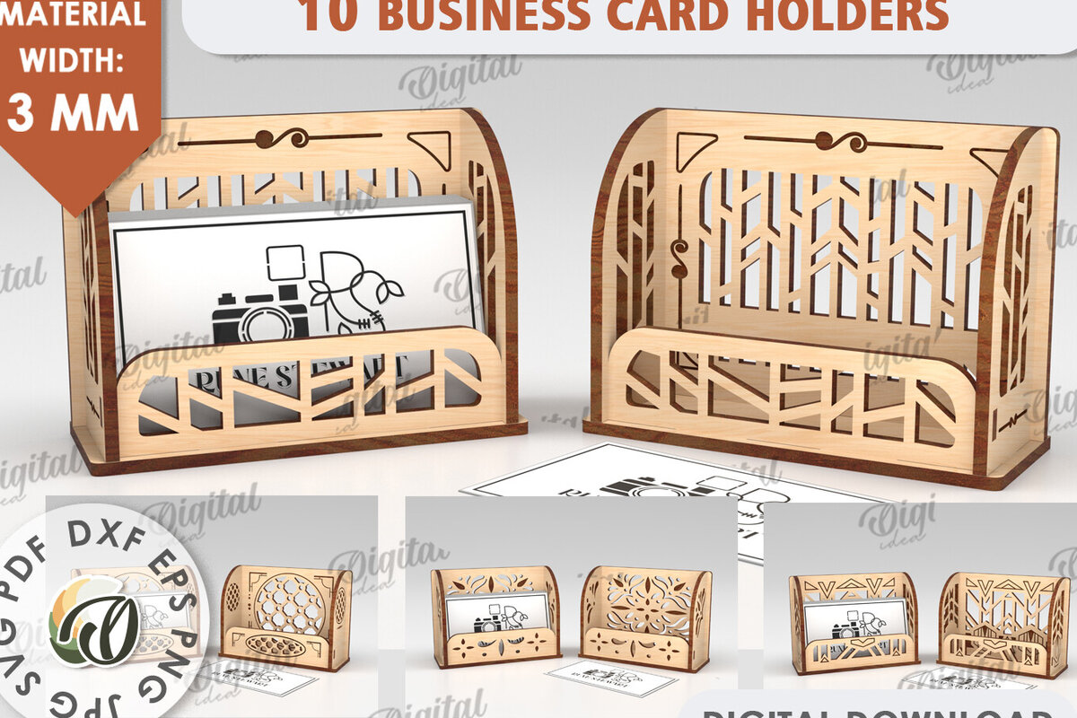 Σετ των 2 Intra απο ξύλο plywood 3mm-4mm πάχος Κάτοχοι επαγγελματικών καρτών κοπής με λέιζερ Δίασταση 30x20 cm INTRAFABR-111355229