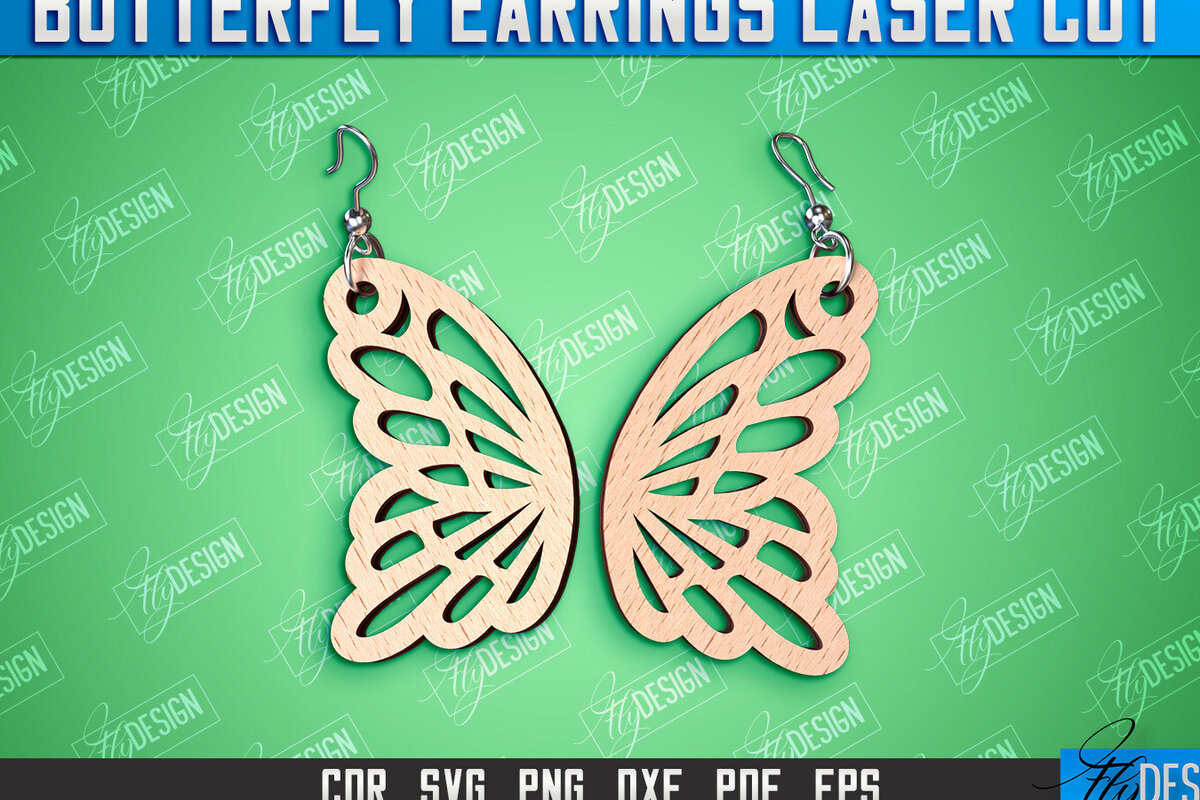 Σετ των 3 Intra απο ξύλο plywood 3mm-4mm πάχος Σχεδιασμός Σκουλαρίκια πεταλούδας | Αξεσουάρ Δίασταση 3x3 cm INTRAFABR-94677380