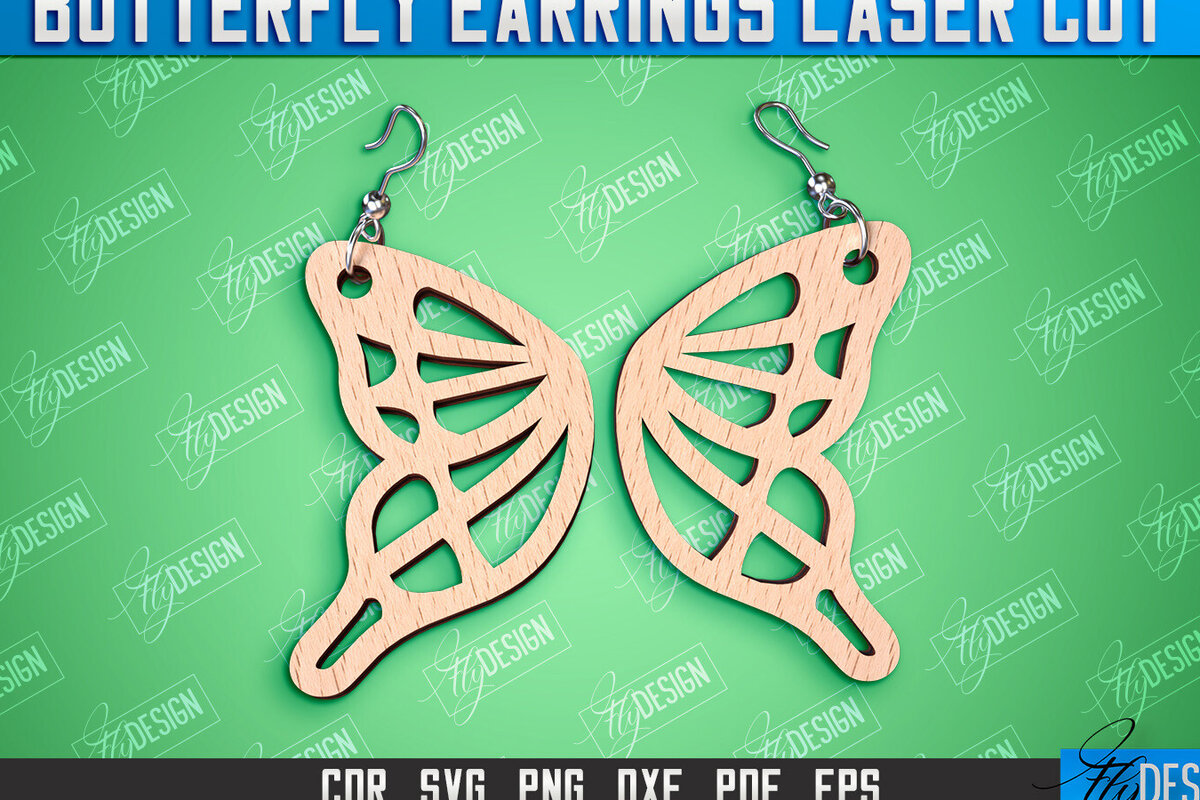 Σετ των 3 Intra απο ξύλο plywood 3mm-4mm πάχος Σχεδιασμός Σκουλαρίκια πεταλούδας | Αξεσουάρ Δίασταση 3x3 cm INTRAFABR-94677386