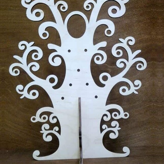 Intra απο ξύλο plywood 3mm-4mm πάχος – Φυλλώδης Δέντρο Σκουλαρίκια Θήκη Ξύλινο ξύλο Οργανωτής κοσμημάτων 40x45 cm INTRAVECTRY-MY556940