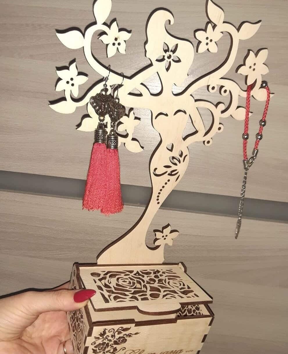 Σετ των 2 Intra απο ξύλο plywood 3mm-4mm πάχος – Βάση προβολής Lady Jewelry με λίμα κουτιού 25x30 cm INTRAVECTRY-MY555943