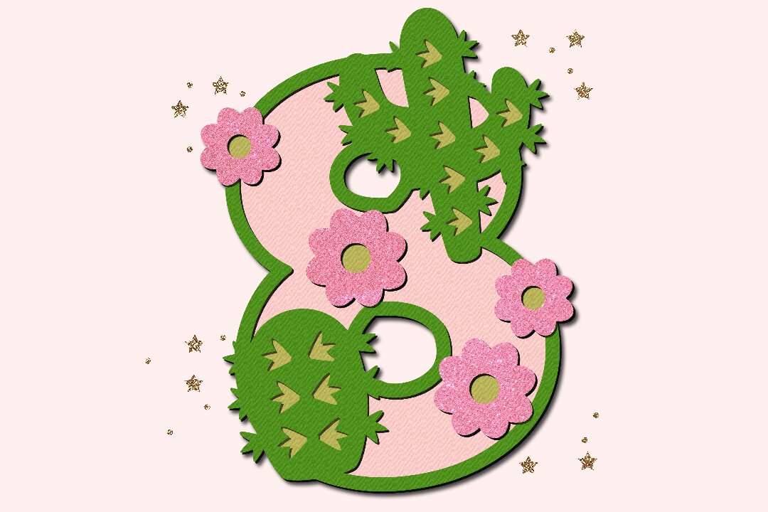 Intra απο ξύλο plywood 3mm-4mm πάχος Cactus Numbers 3D Δίασταση 15x15 cm INTRAFABR-102387609