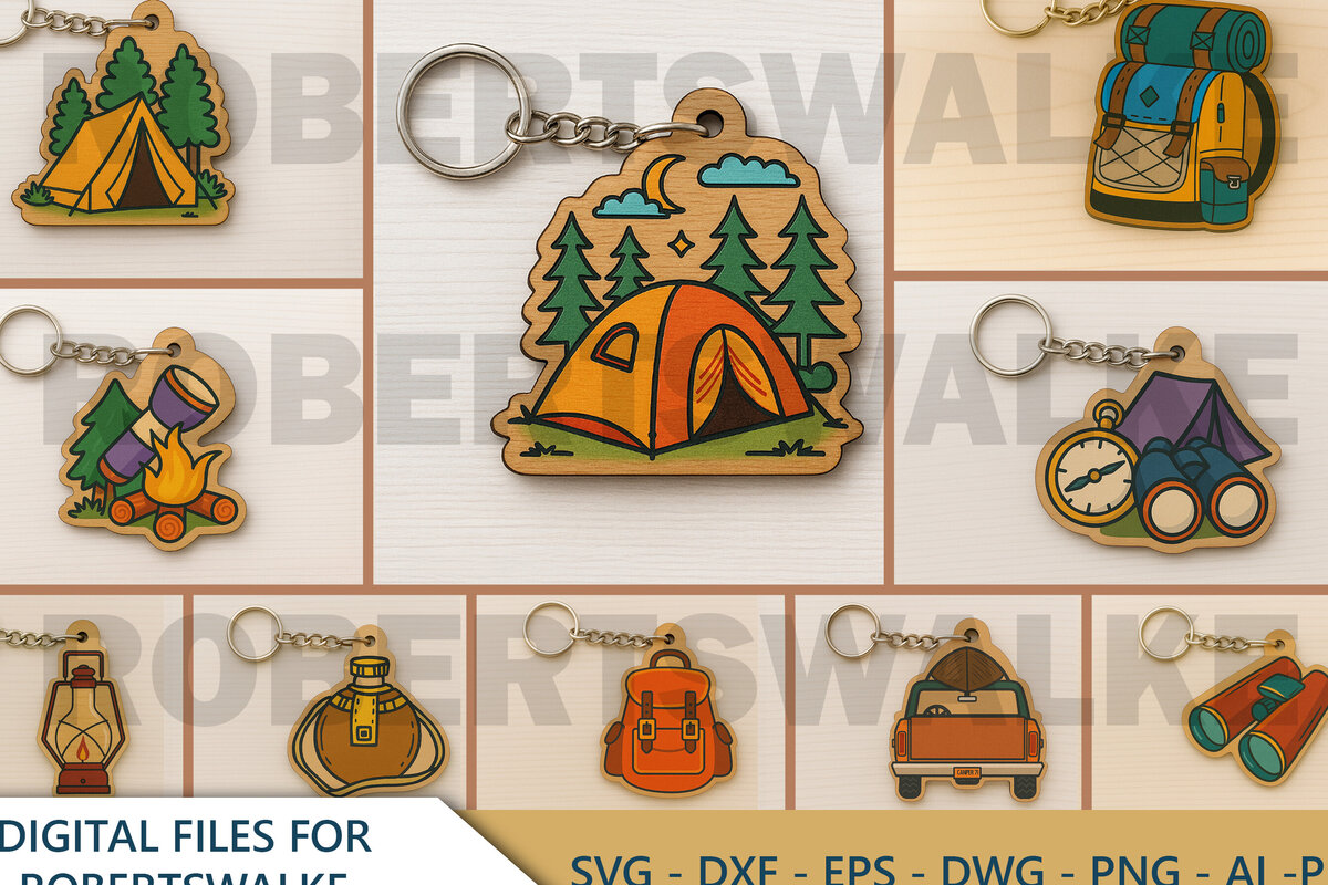 Σετ των 3 Intra απο ξύλο plywood 3mm-4mm πάχος Keychain Camping Δίασταση 6x6 cm INTRAFABR-123010753
