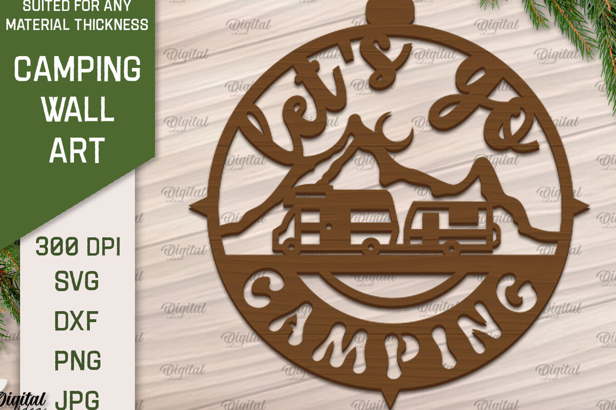 Intra απο ξύλο plywood 3mm-4mm πάχος Camping Wall Art . Camping Papercut Δίασταση 40x40 cm INTRAFABR-91962995