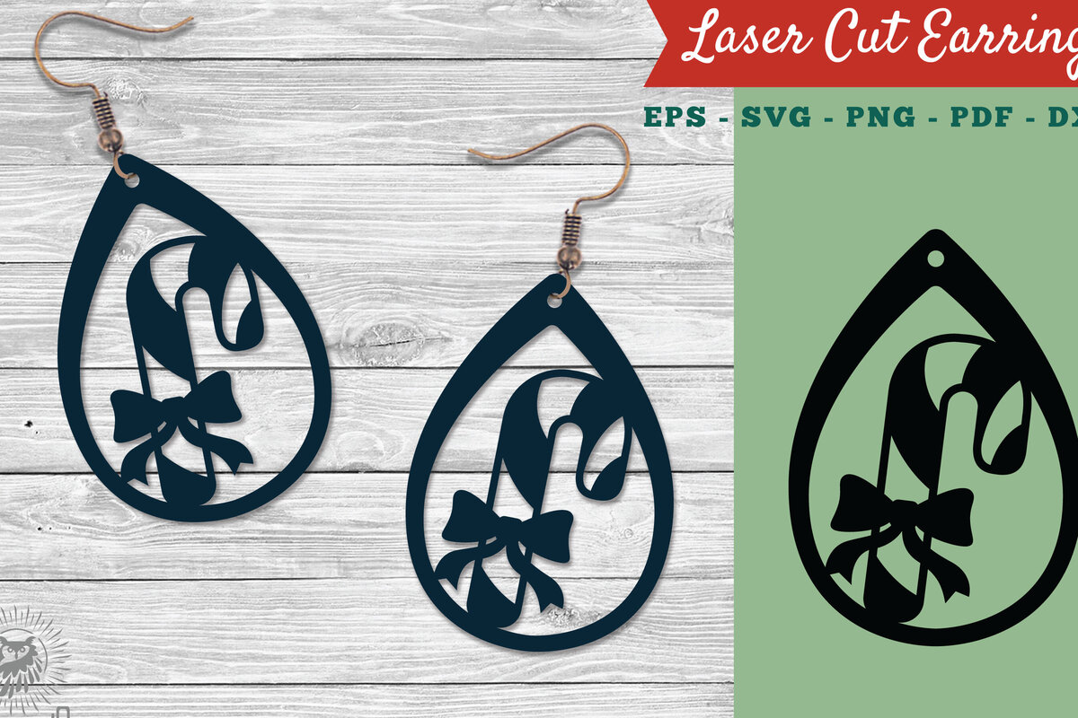 Σετ των 3 Intra απο ξύλο plywood 3mm-4mm πάχος Σκουλαρίκια Candy Cane Design Δίασταση 3x3 cm INTRAFABR-111318047