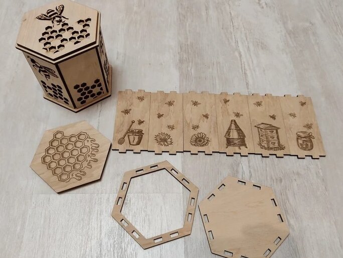 Intra απο ξύλο plywood 3mm-4mm πάχος – Ξύλινο κουτί για βάζα μελιού με ξύλο συλλογής Ξυλογραφίας 12x15 cm INTRAVECTRY-MY557856