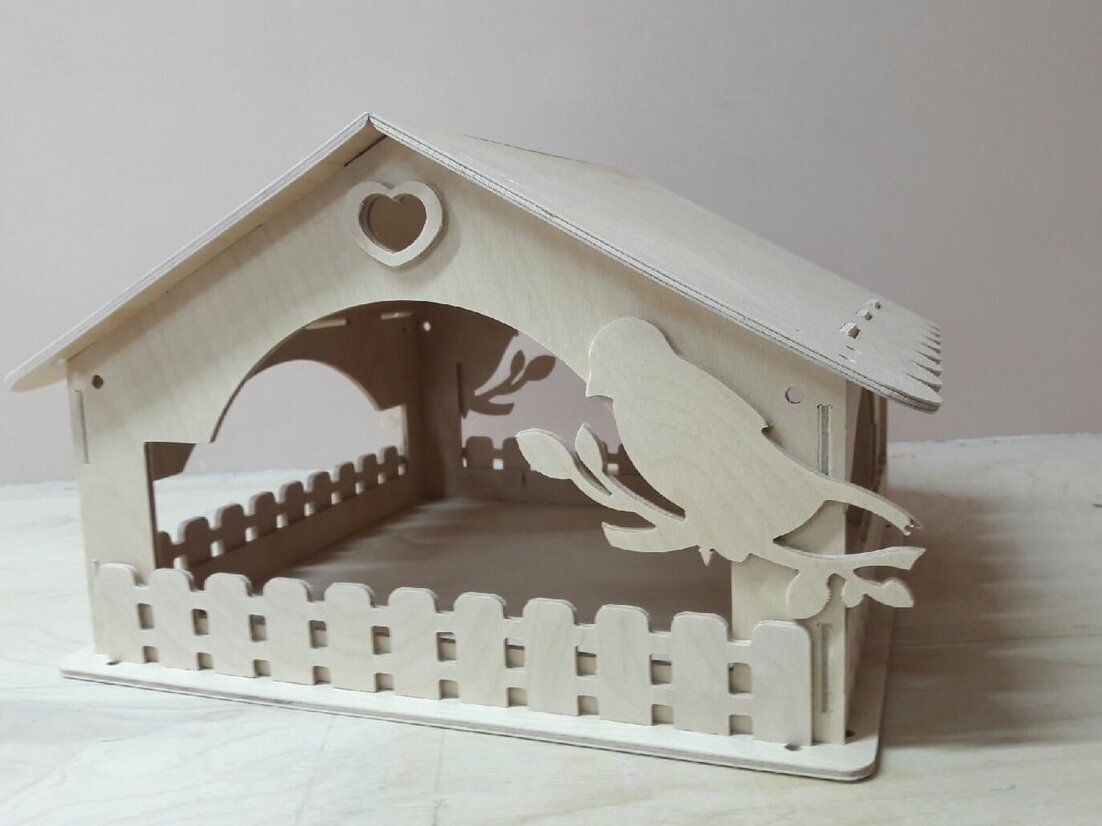 Σετ των 2 Intra απο ξύλο plywood 3mm-4mm πάχος – Wild Birds Feeder Bird σε ξύλο υποκαταστήματος 35x40 cm INTRAVECTRY-MY556022