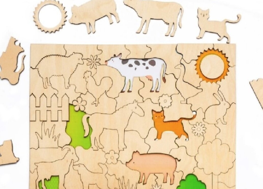 Σετ των 2 Intra απο ξύλο plywood 3mm-4mm πάχος – Ξύλινο ξύλο παζλ για ζώα 30x35 cm INTRAVECTRY-MY558689