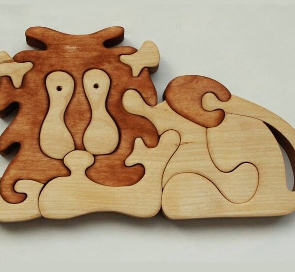 Σετ των 2 Intra απο ξύλο plywood 3mm-4mm πάχος – Ξύλινο ξύλο παζλ Lion Animal 25x25 cm INTRAVECTRY-MY558691